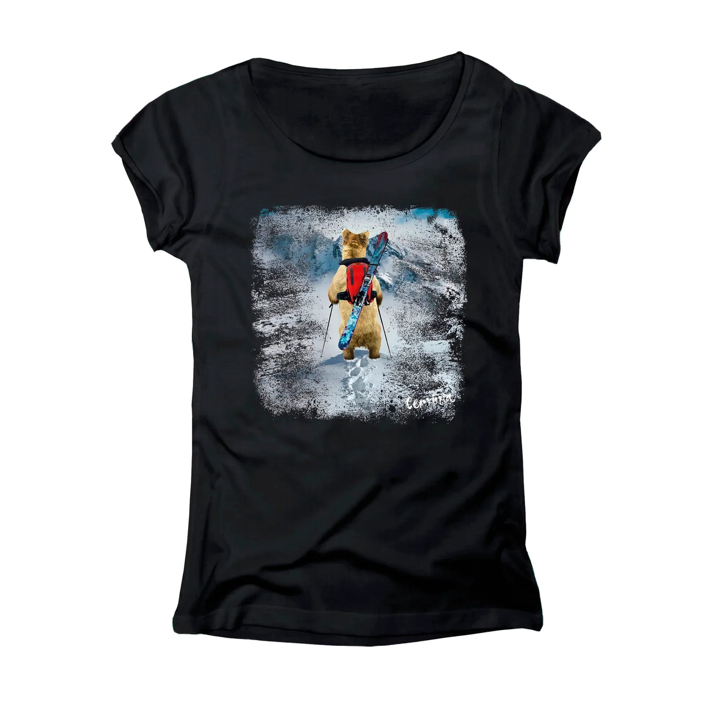 T-SHIRT DONNA BEAR-002-W NERO