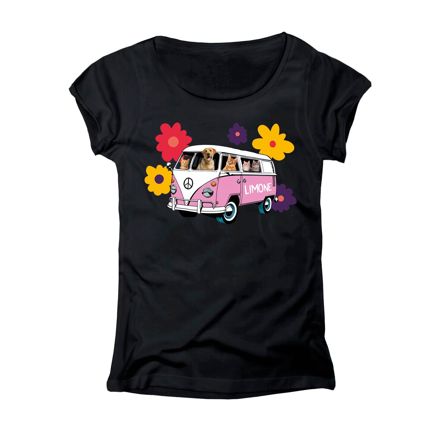 T-SHIRT DONNA CAT&DOG-001-W NERO