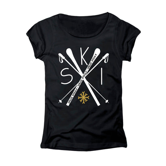 T-SHIRT DONNA LOGO-005-W NERO